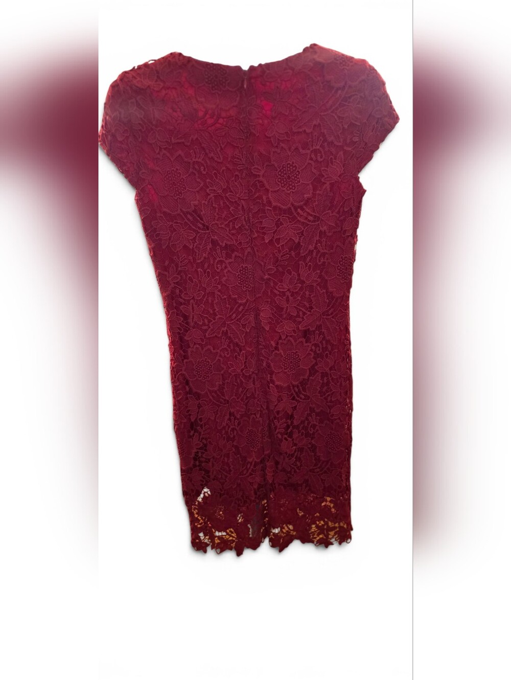 Luxology Burgundy Floral Lace Mini Dress - Picture 3 of 3